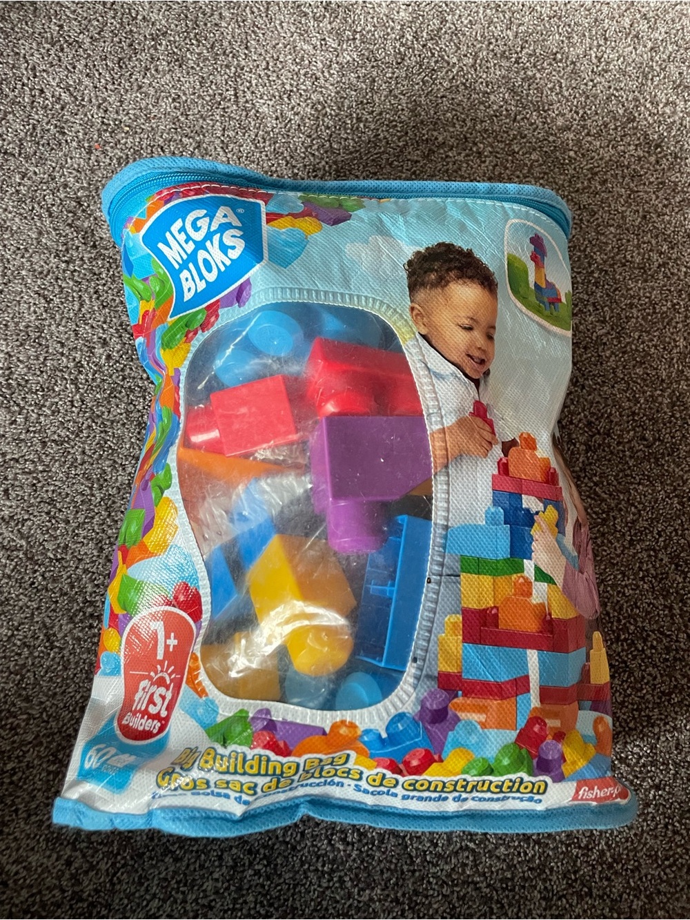 Mega Bloks First Builders Colorful Building Block Bag - Blue, Red & Purple